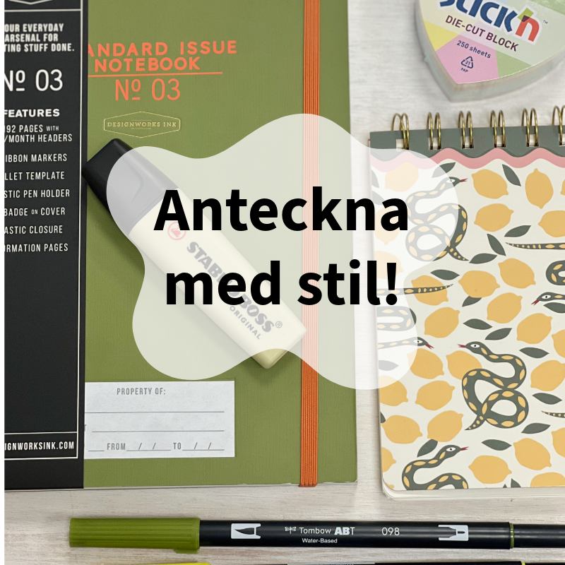 Anteckningsböcker, pennor och andra tillbehör