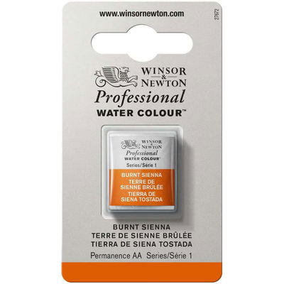 Förpackning med Winsor & Newton Professional akvarellfärg Burnt Sienna halvkopp