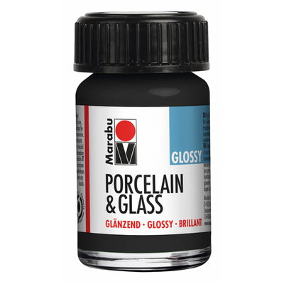 Black, Marabu Glas- och porslinsfärg Black, Marabu Glas- och porslinsfärg, 15 ml