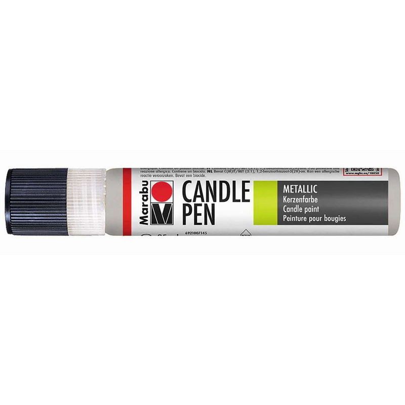 Marabu Candle Pen Metallic Silver 25 ml med påsatt kork för ljusdekoration