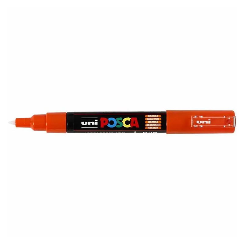 Posca PC-1MC Orange med spets synlig, öppen marker sedd från sidan