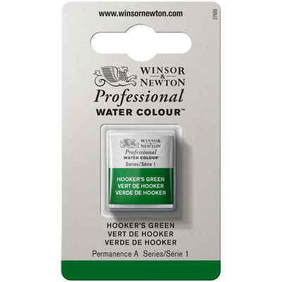Förpackning med Winsor & Newton Professional akvarellfärg Hooker's Green halvkopp