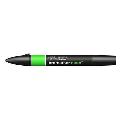 Winsor & Newton Promarker Neon Glowing Green NN GR marker med dubbelspets frilagd på vit bakgrund