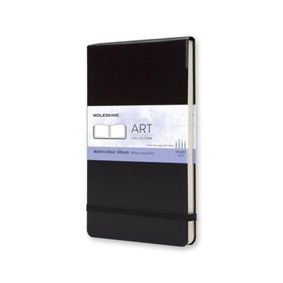 Moleskine akvarellblock med 72 sidor, 200 grams papper med 25% bomull. Svart pärm.