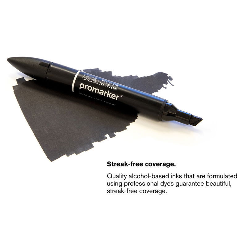 Svart Promarker från Winsor & Newton på papper med ritad yta i samma färg