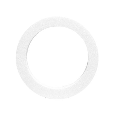 Vit frigolitring 20 cm med rak kant, innerdiameter  15 cm och 3 cm djup