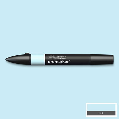 Winsor & Newton Promarker Cool Aqua C429 marker med färgprov och bakgrund i samma ton