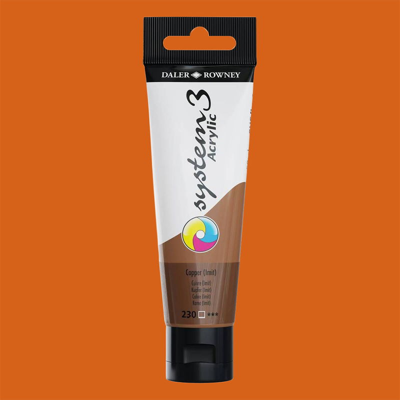 Akrylfärg i tub System3 Acrylic Copper Imitation 230 med färgprov