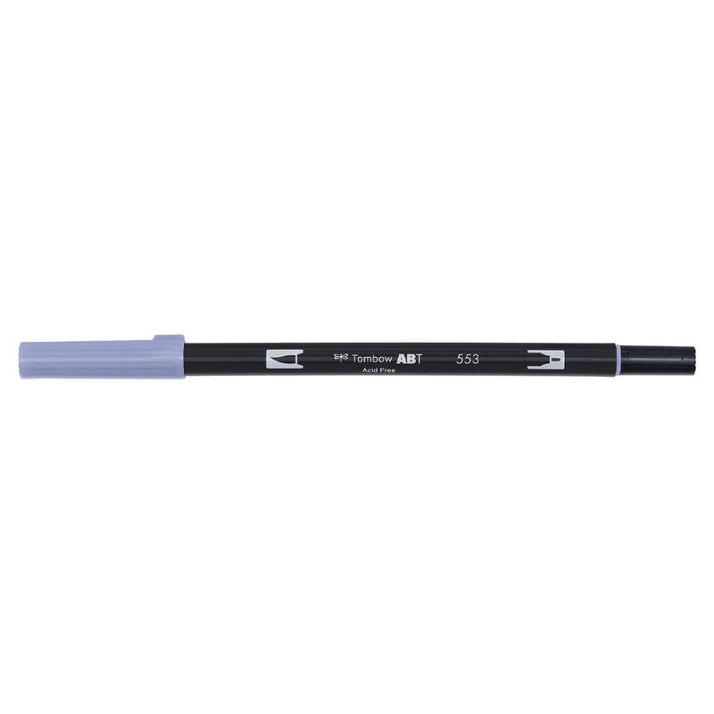 Vattenbaserad penna med två spetsar, en fineliner och en penselspets, Tombow ABT Dual brush Mist Purple