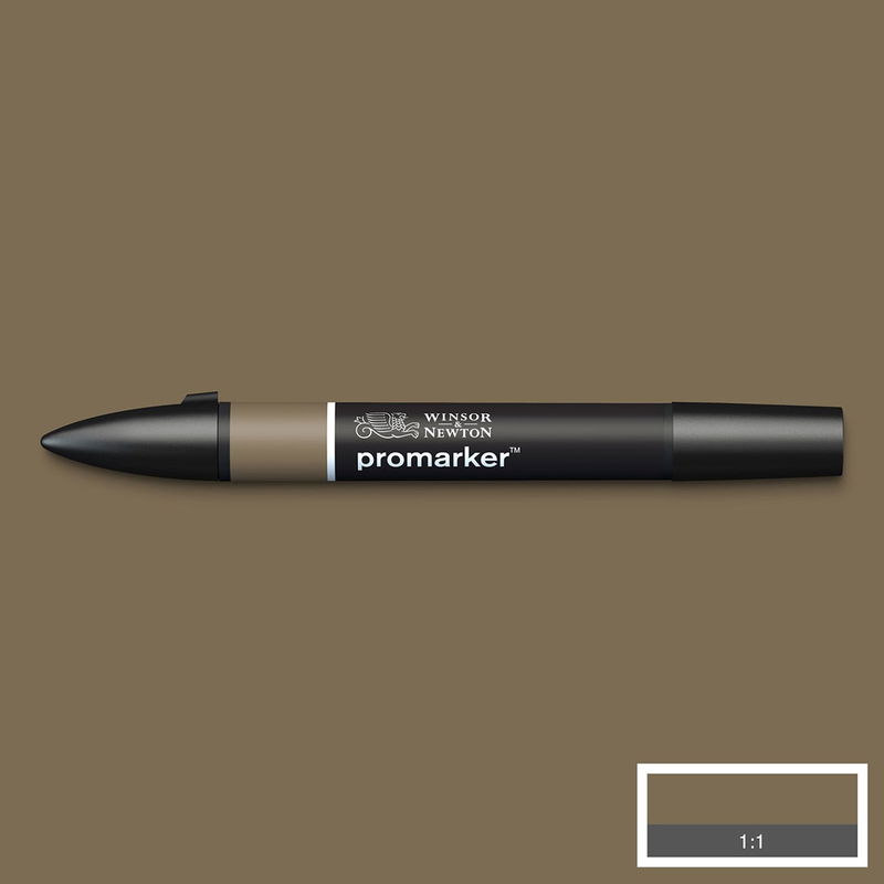 Winsor & Newton Promarker Warm Grey 5 WG5 marker med färgprov och bakgrund i samma ton