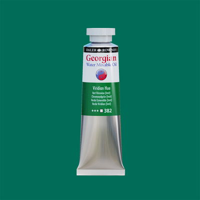 Georgian Water Mixable Oil Paint Viridian Hue 37 ml vattenlöslig oljefärg i tub på bakgrund i samma färg