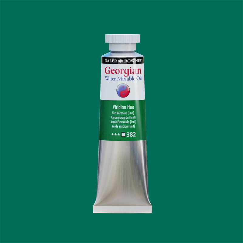 Georgian Water Mixable Oil Paint Viridian Hue 37 ml vattenlöslig oljefärg i tub på bakgrund i samma färg