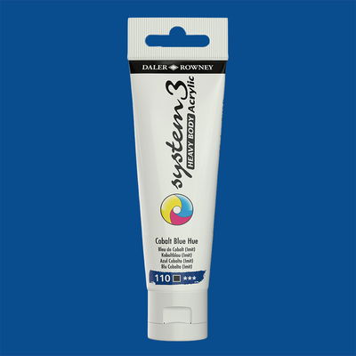 Akrylfärg i tub System3 Heavy Body Cobalt Blue Hue 110 med färgprov