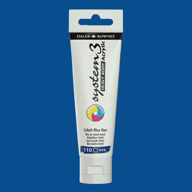 Akrylfärg i tub System3 Heavy Body Cobalt Blue Hue 110 med färgprov