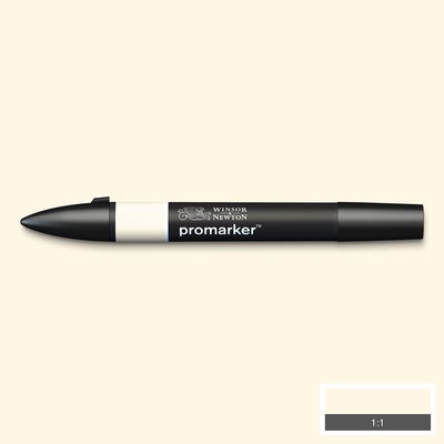 Winsor & Newton Promarker Ivory Y418 marker med färgprov och bakgrund i samma ton