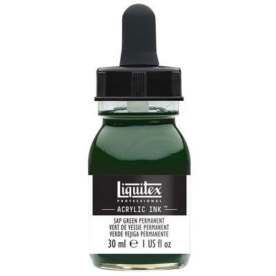 Flaska med pipett, Liquitex Professional Acrylic Ink 30 ml, Sap Green Permanent
