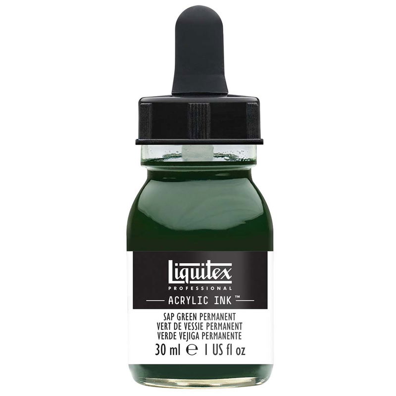 Flaska med pipett, Liquitex Professional Acrylic Ink 30 ml, Sap Green Permanent