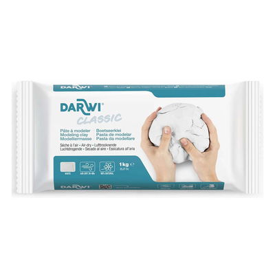 Vit lufttorkande lera Darwi Classic 1 kg Darwi Classic lufttorkande lera vit 1 kg förpackning