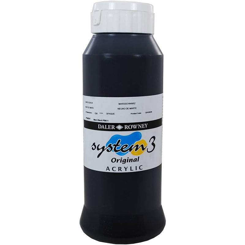 System3 Acrylic akrylfärg Mars Black 036 1 liter i flaska