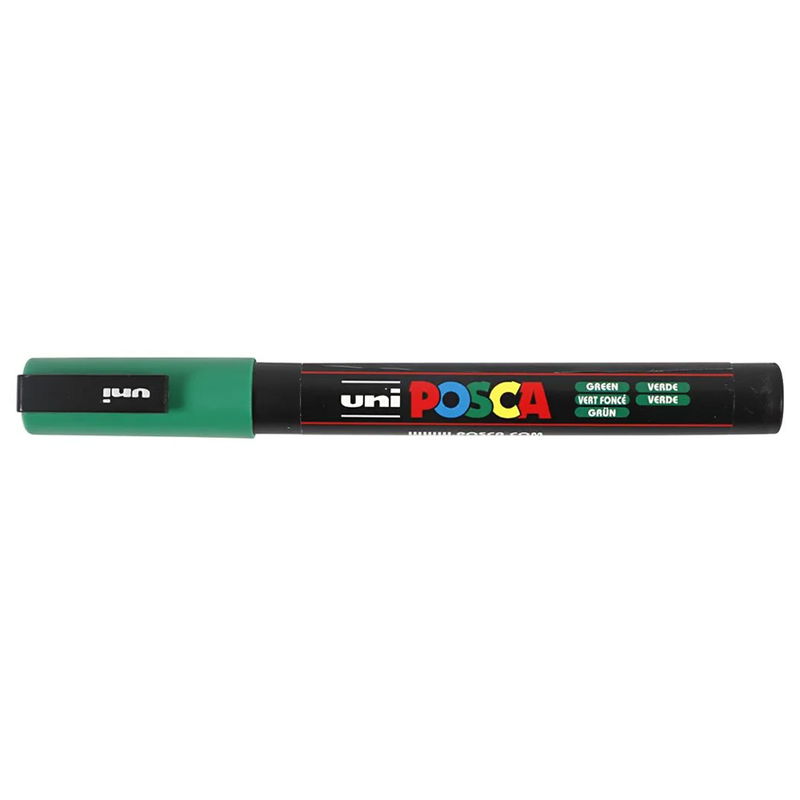 Posca PC-3M Green med kork, stängd marker sedd från sidan