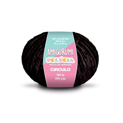 Circulo Amigurumi Pelúcia Super Black 85 g polyestergarn med sammetslen yta för amigurumis och gosedjur