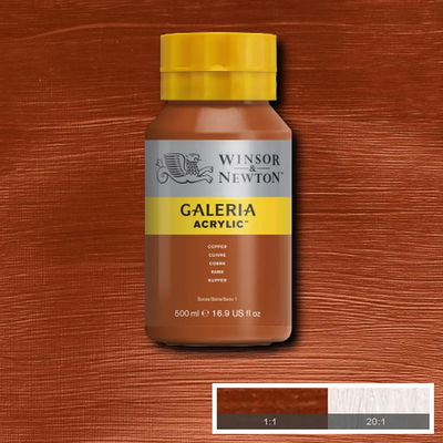 Flaska med 500 ml akrylfärg. Winsor & Newton Galeria Copper
