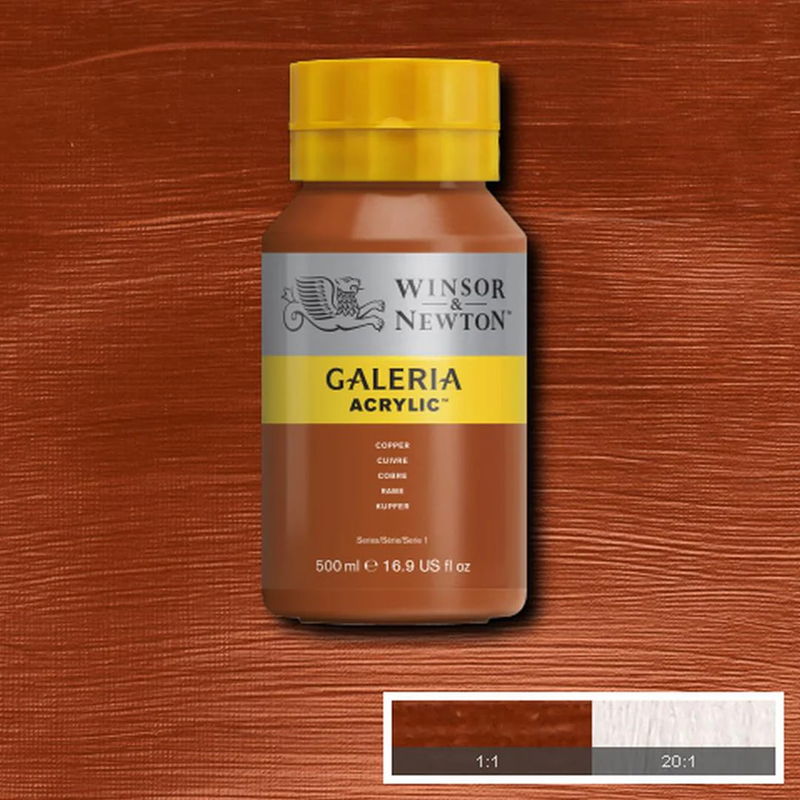 Flaska med 500 ml akrylfärg. Winsor & Newton Galeria Copper