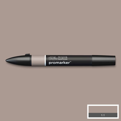 Winsor & Newton Promarker Warm Grey 3 WG3 marker med färgprov och bakgrund i samma ton