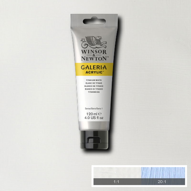 Tub med 120 ml akrylfärg. Winsor & Newton Galeria Titanium White