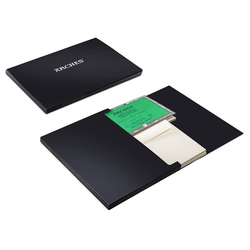 ARCHES Aquarelle Correspondence Box - akvarellkort och kuvert i exklusiv svart låda
