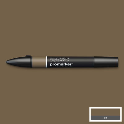 Winsor & Newton Promarker Umber O615 marker med färgprov och bakgrund i samma ton