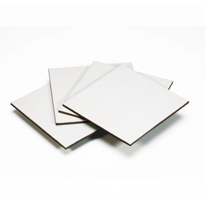 Pannå fyrkant 10x10 cm cm 4 st med vit grunderad bomullsduk på MDF