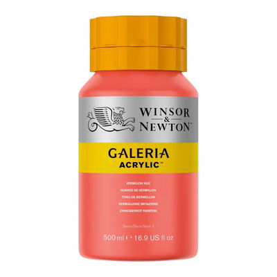 Flaska med 500 ml akrylfärg. Winsor & Newton Galeria Vermilion Hue