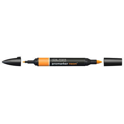 Winsor & Newton PromarkerNeon Radiant Orange NN OR marker med bred snedskuren spets och smal rund spets