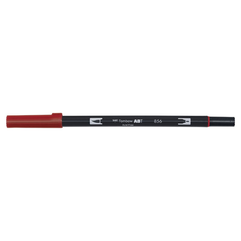 Vattenbaserad penna med två spetsar, en fineliner och en penselspets, Tombow ABT Dual brush Poppy Red