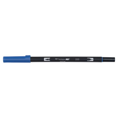 Vattenbaserad penna med två spetsar, en fineliner och en penselspets, Tombow ABT Dual brush Ultramarine