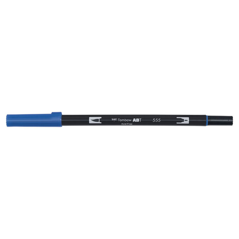 Vattenbaserad penna med två spetsar, en fineliner och en penselspets, Tombow ABT Dual brush Ultramarine