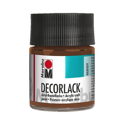 Marabu Dekorlack Acryl Medium Brown glasflaska, 50 ml. Blank och väderbeständig färg.
