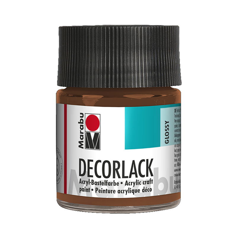 Marabu Dekorlack Acryl Medium Brown glasflaska, 50 ml. Blank och väderbeständig färg.