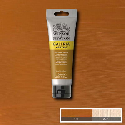 Tub med 120 ml akrylfärg. Winsor & Newton Galeria Raw Sienna Opaque