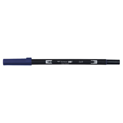 Vattenbaserad penna med två spetsar, en fineliner och en penselspets, Tombow ABT Dual brush Jet Blue