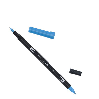 Tombow ABT Dual Brush, vattenbaserad penna med två spetsar, en fine och en brush, Cyan 476