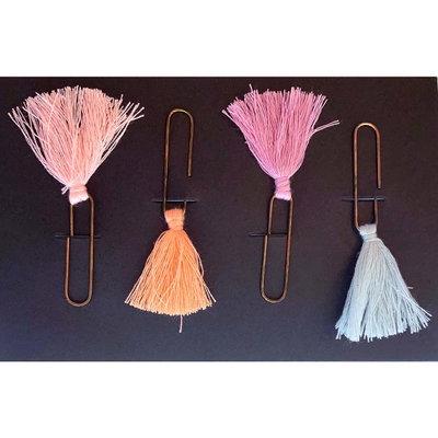 Gem med tofs i koppar, fyra tofsar i rosa, orange och blått, 4-pack
