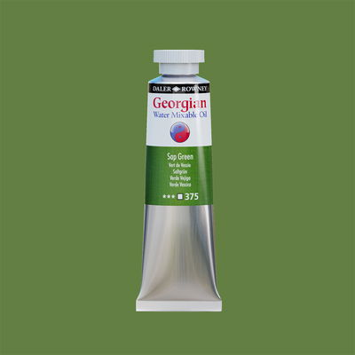 Georgian Water Mixable Oil Paint Sap Green 37 ml vattenlöslig oljefärg i tub på bakgrund i samma färg