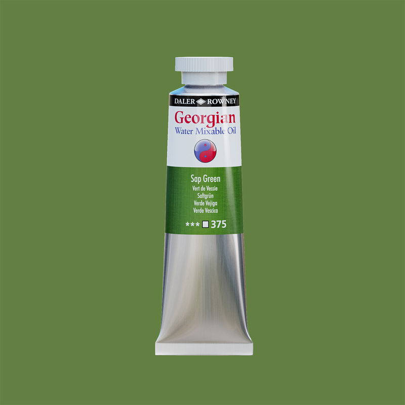 Georgian Water Mixable Oil Paint Sap Green 37 ml vattenlöslig oljefärg i tub på bakgrund i samma färg