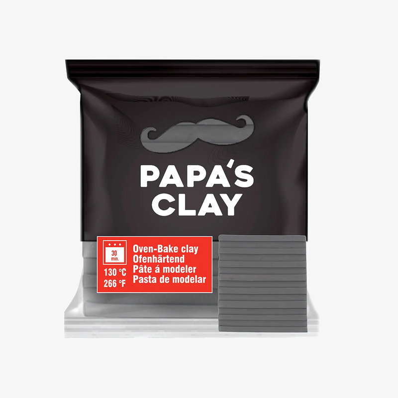 Papa's Clay Polymerlera Grey 60 g i förpackning, svart färg
