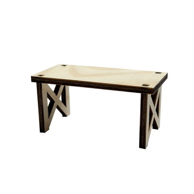 Slätt miniatyrbord till dockhus och nissedörr