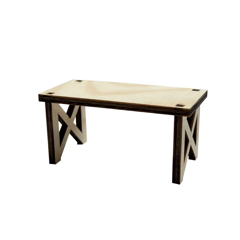 Slätt miniatyrbord till dockhus och nissedörr