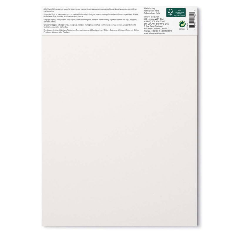 Baksida av Winsor & Newton Tracing Paper A4 70 g 40 ark