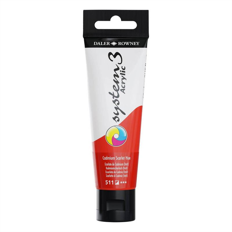 Tub med Daler-Rowney System3 Akrylfärg Cadmium Scarlet Hue 511 59 ml